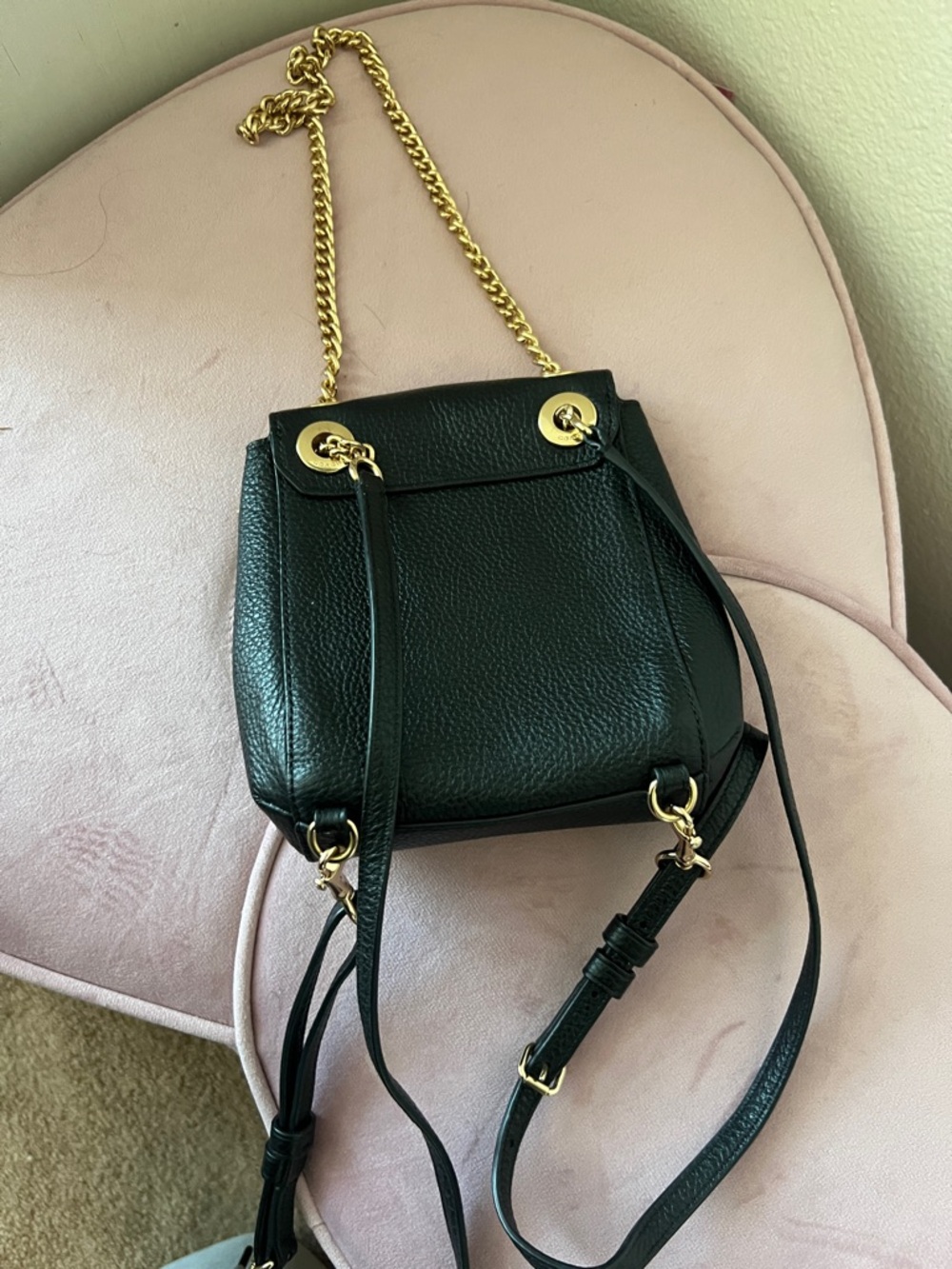 Coach Black Pebbled Leather Mini Backpack with Gold Hardware - Picture 5 of 6
